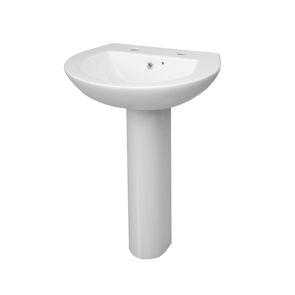 ASTBA2SET - 550mm Basin and Full-Pedestal - 2 Tap Hole