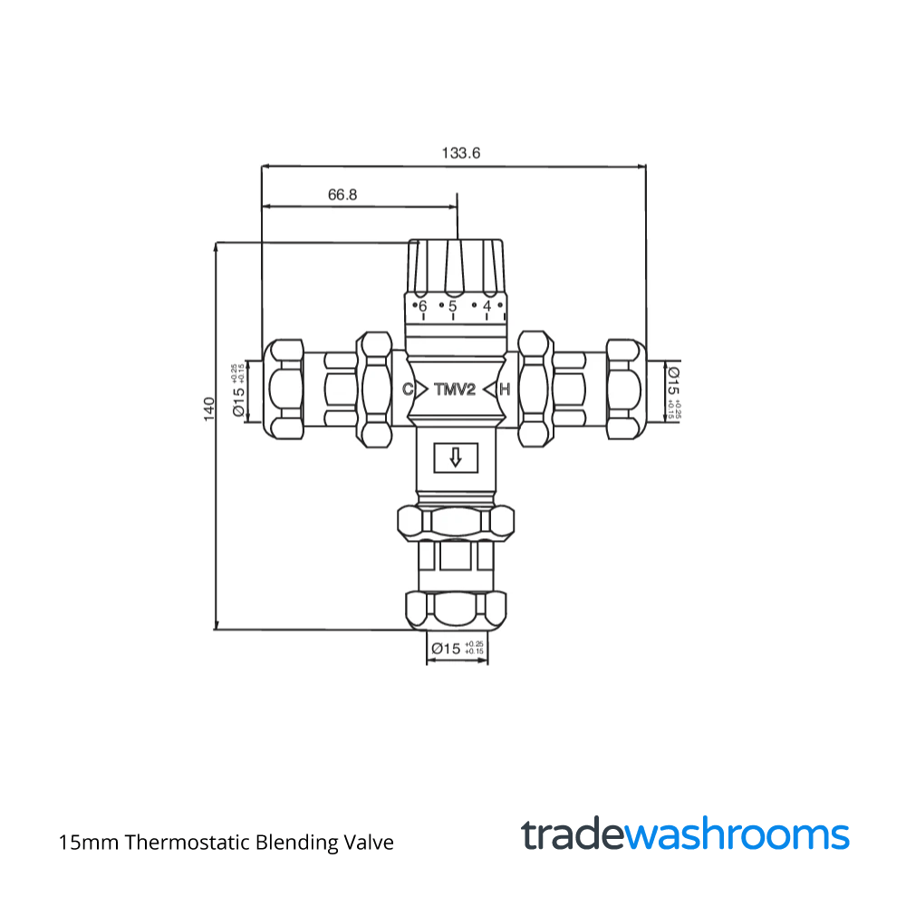 TBV008 - 15mm Thermostatic Blending Valve