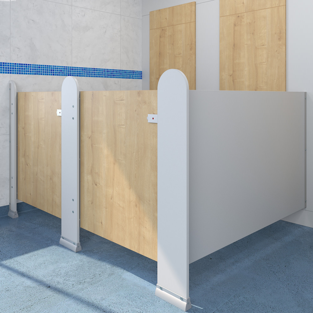 Double Infant Toilet Cubicle - Oak - Cubicle Store