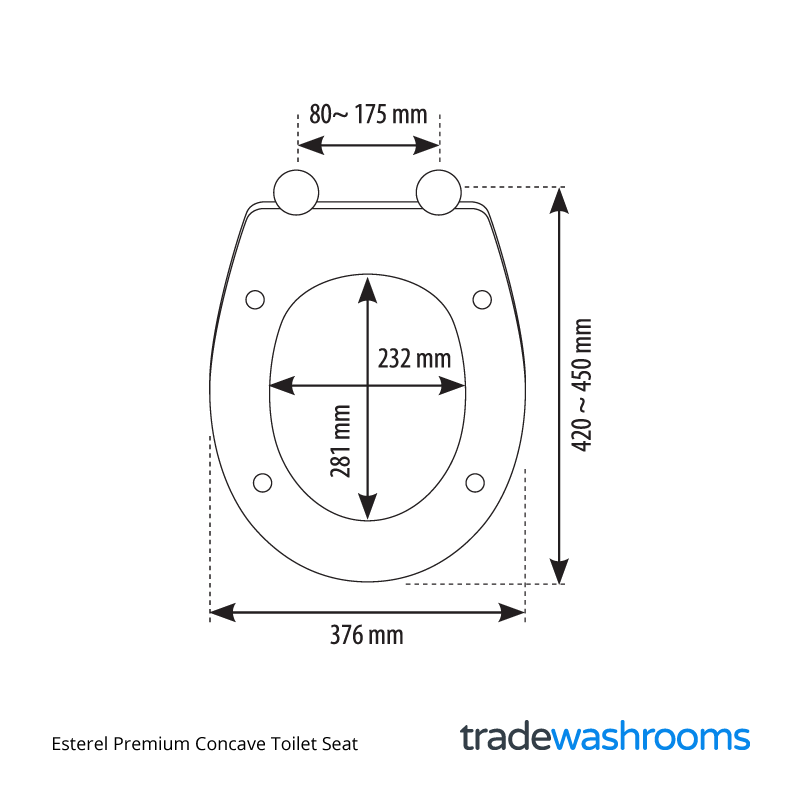 Esterel Premium Toilet Seat - Dimensions