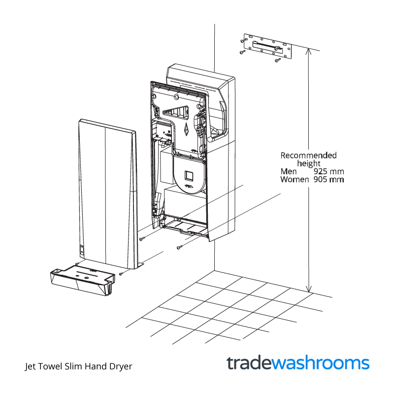 Jet Towel Slim Hand Dryer - Mounting